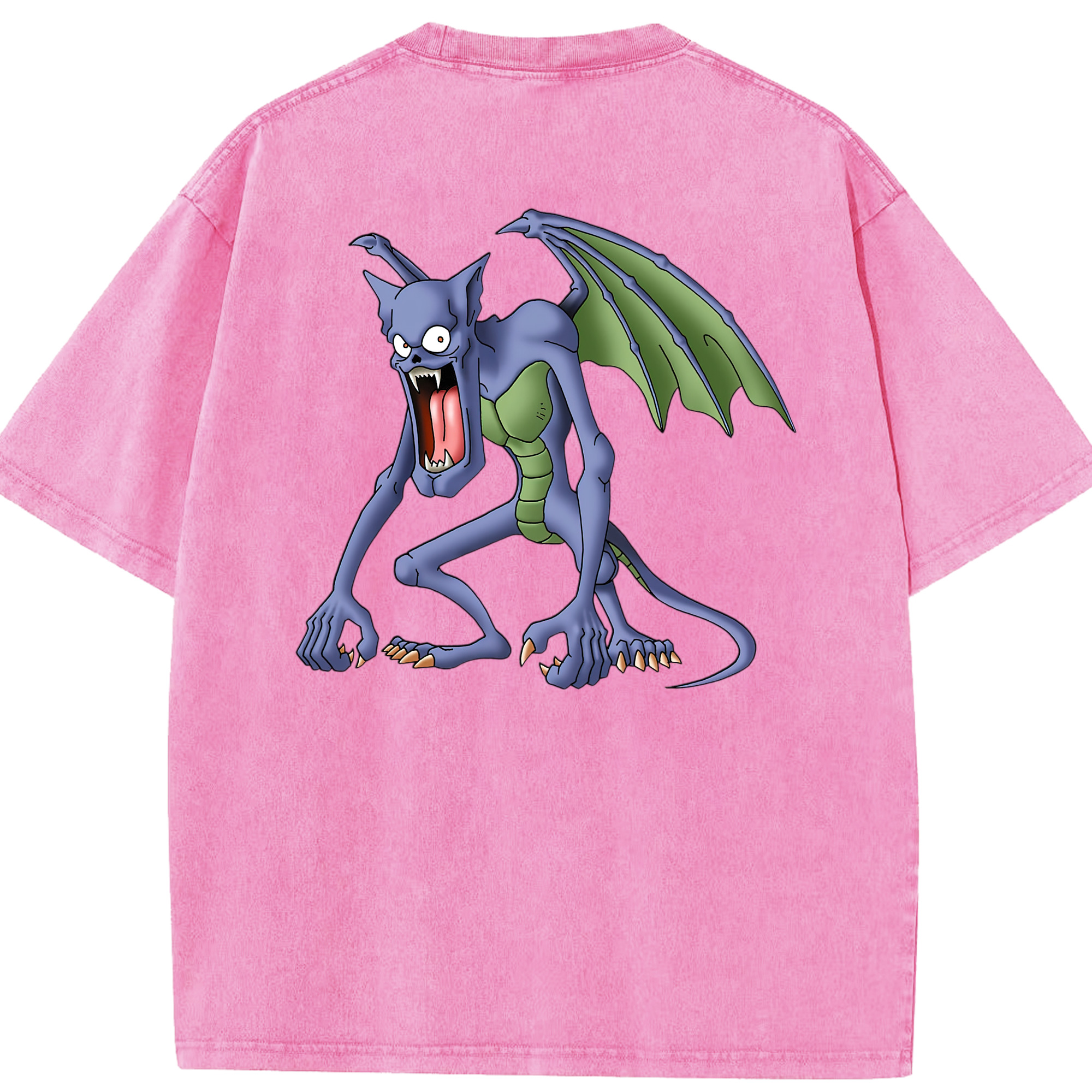 （画像用） ドラゴンクエスト Doragon Kuesuto Dragon Quest 綿100% ヴィンテージ風 半袖Tシャツ（背面プリント）